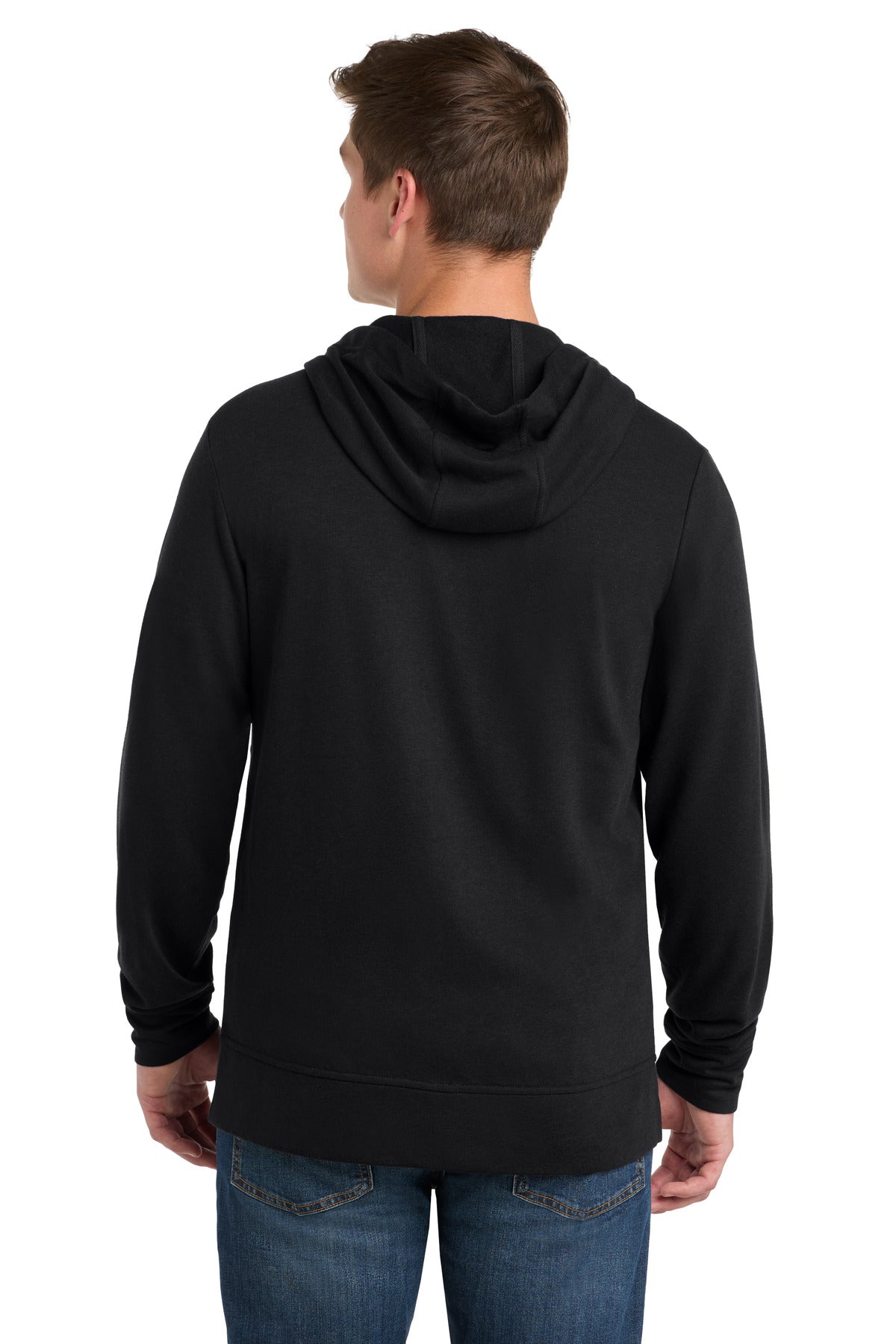 Sport-Tek  PosiCharge  Tri-Blend Wicking Fleece Full-Zip Hooded Jacket - Black Triad Solid