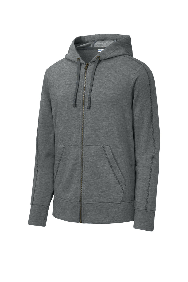 Sport-Tek  PosiCharge  Tri-Blend Wicking Fleece Full-Zip Hooded Jacket - Dark Grey Heather