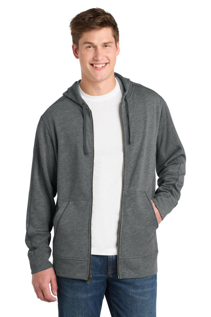 Sport-Tek  PosiCharge  Tri-Blend Wicking Fleece Full-Zip Hooded Jacket - Dark Grey Heather