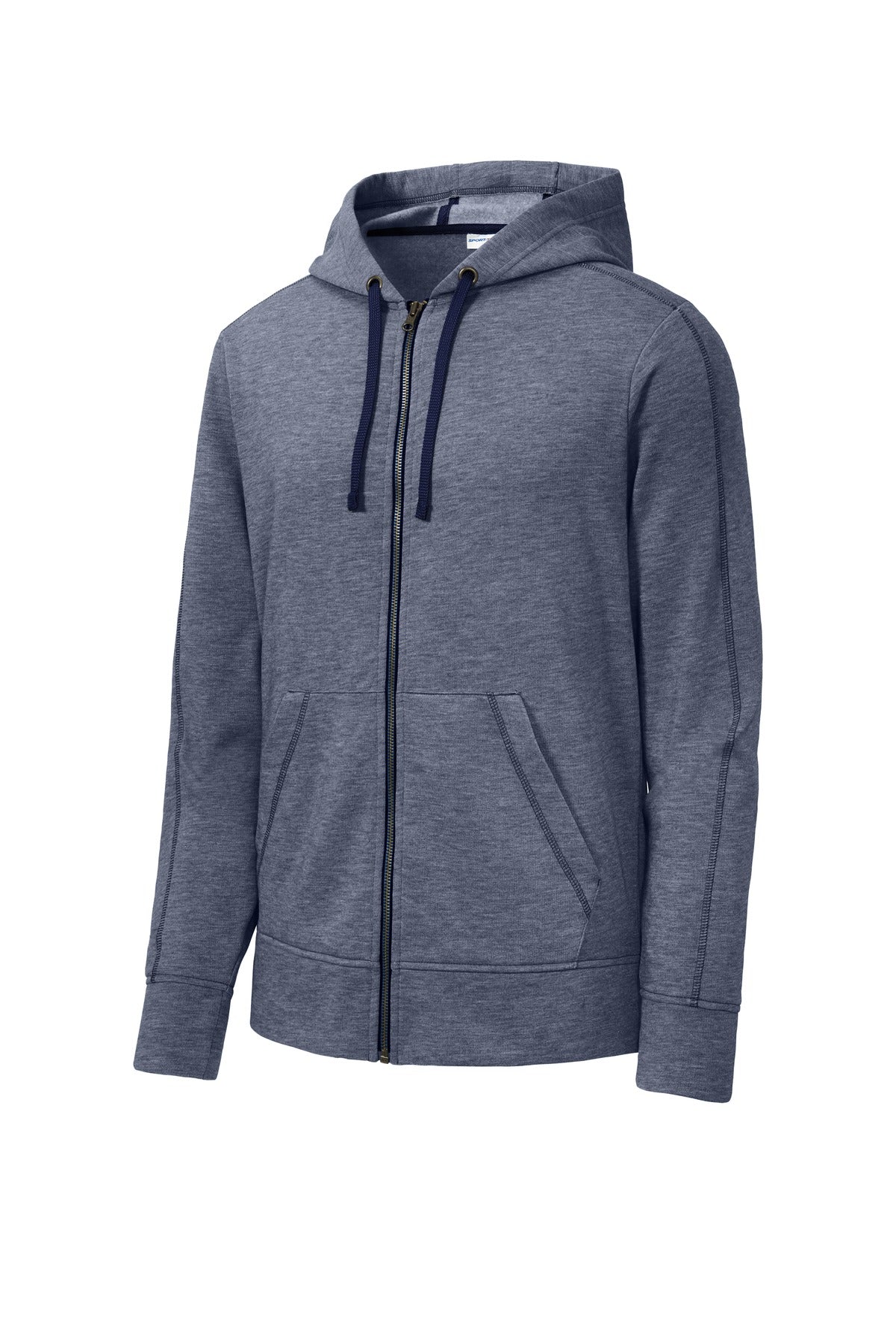 Sport-Tek  PosiCharge  Tri-Blend Wicking Fleece Full-Zip Hooded Jacket - True Navy Heather