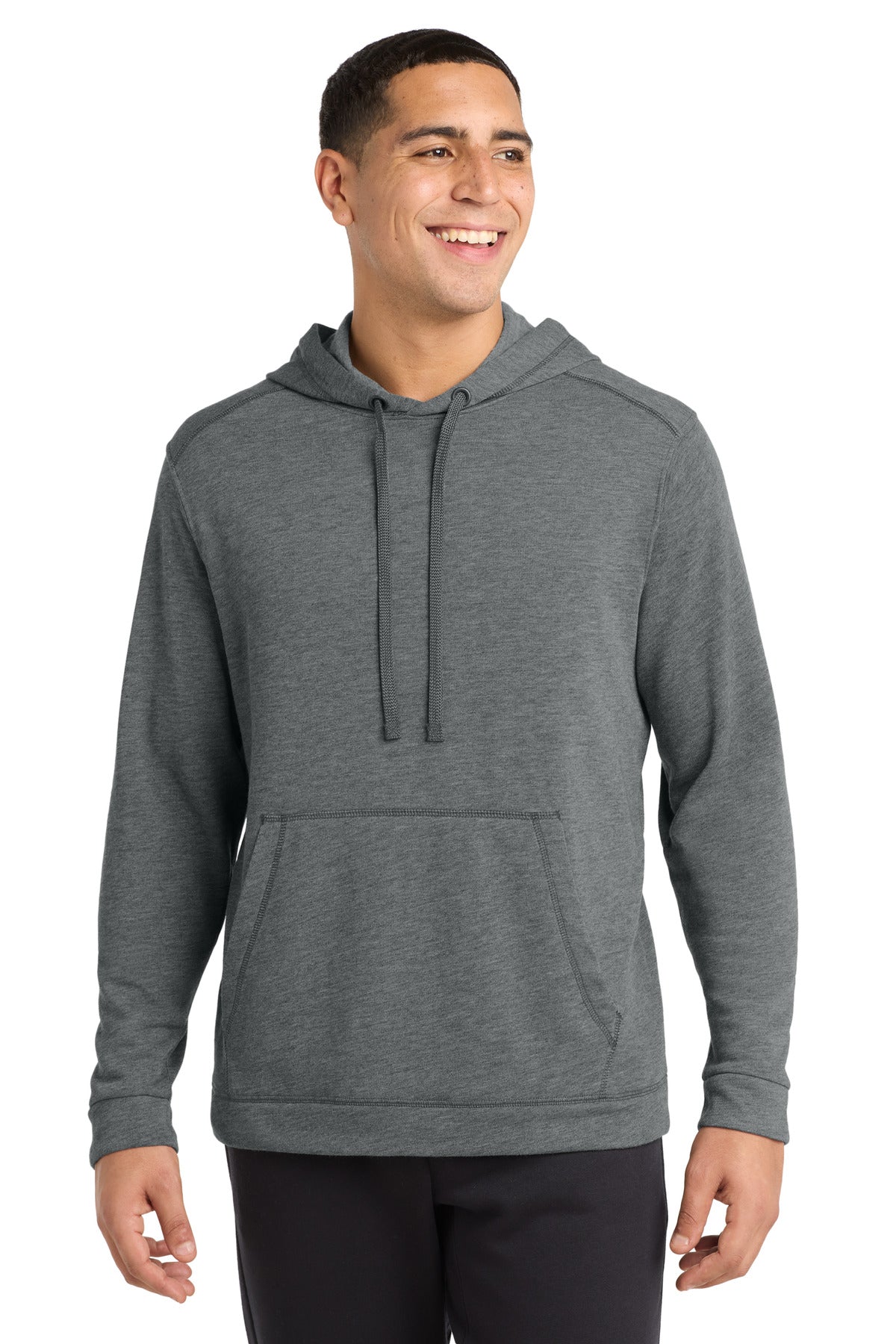 Sport-Tek  PosiCharge  Tri-Blend Wicking Fleece Hooded Pullover - Dark Grey Heather