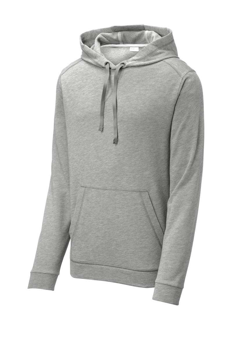 Sport-Tek  PosiCharge  Tri-Blend Wicking Fleece Hooded Pullover - Light Grey Heather