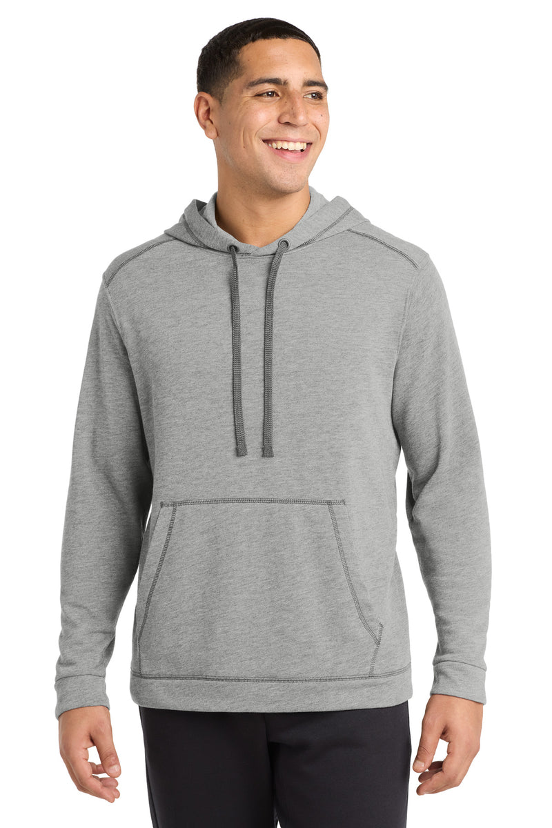 Sport-Tek  PosiCharge  Tri-Blend Wicking Fleece Hooded Pullover - Light Grey Heather