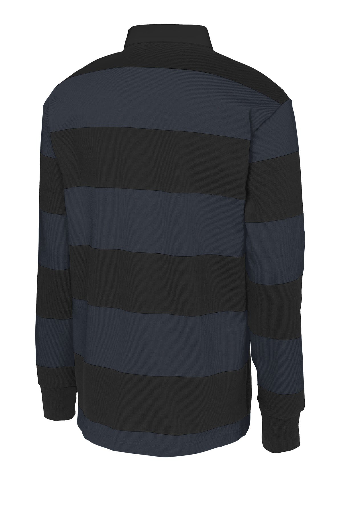 Sport-Tek Classic Long Sleeve Rugby Polo - Black/ Graphite