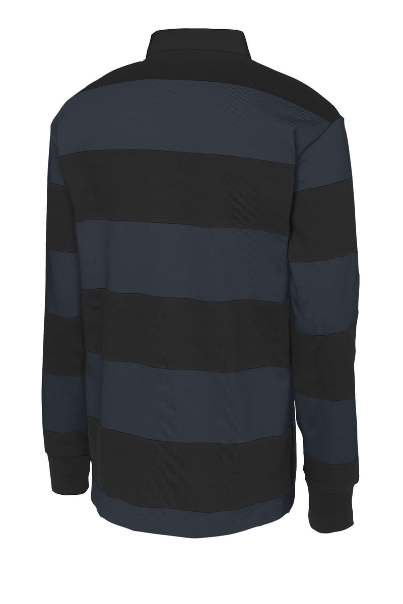 Sport-Tek Classic Long Sleeve Rugby Polo - Black/ Graphite