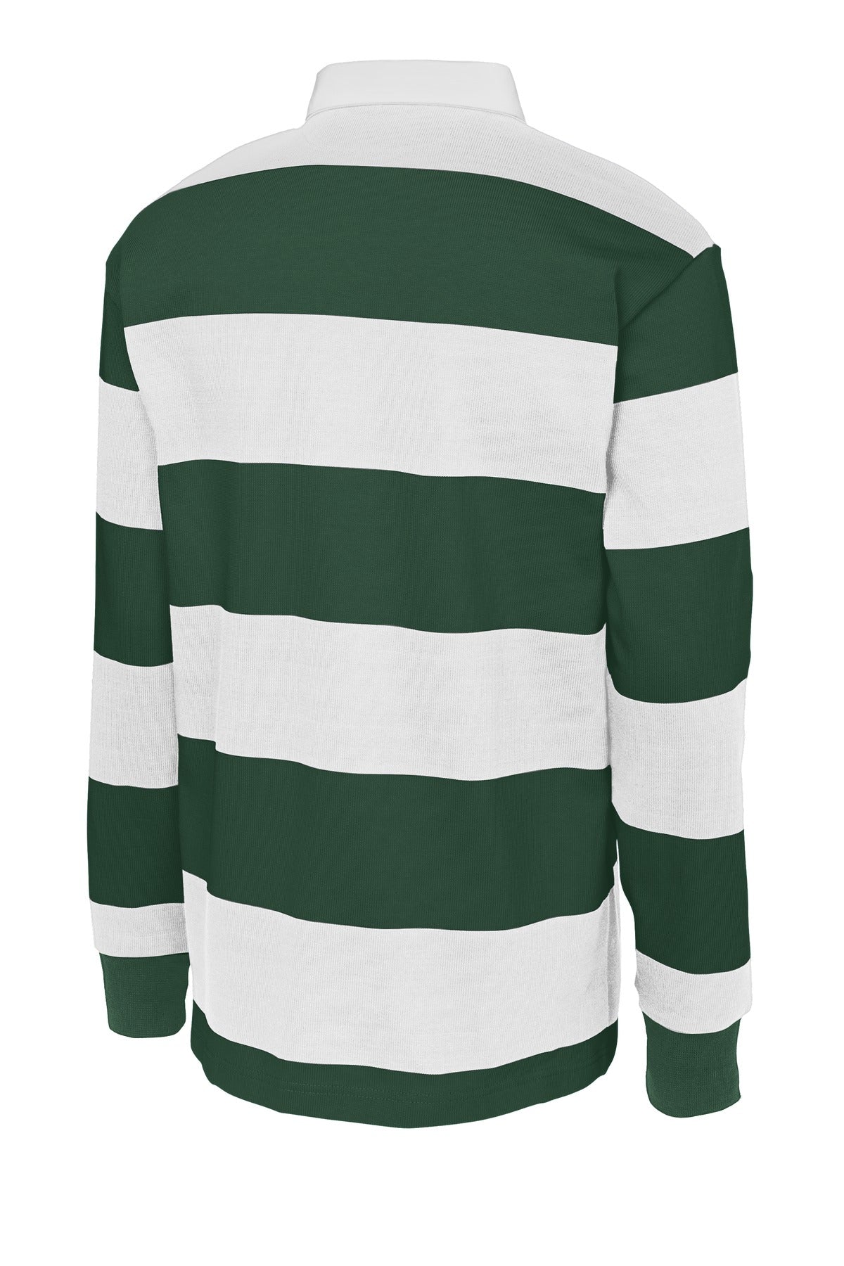 Sport-Tek Classic Long Sleeve Rugby Polo - Forest Green/ White