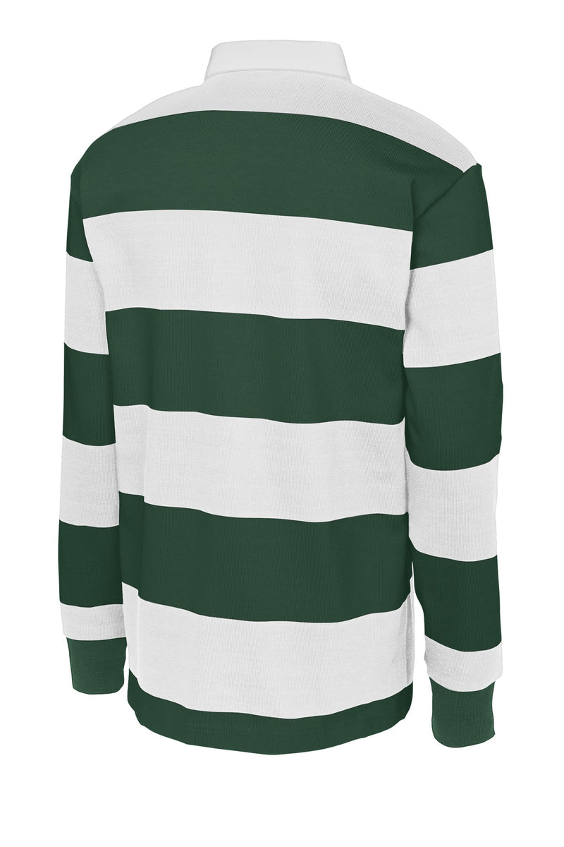 Sport-Tek Classic Long Sleeve Rugby Polo - Forest Green/ White