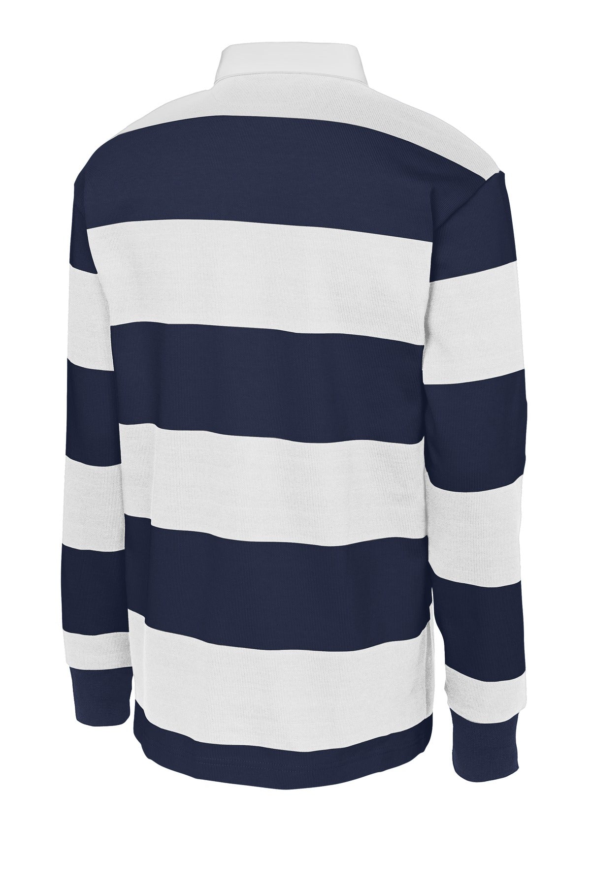 Sport-Tek Classic Long Sleeve Rugby Polo - True Navy/ White