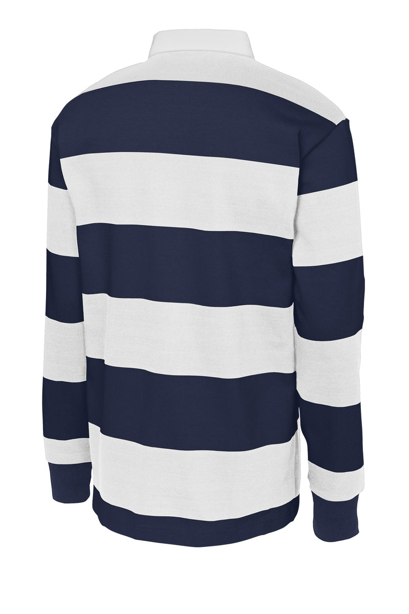 Sport-Tek Classic Long Sleeve Rugby Polo - True Navy/ White
