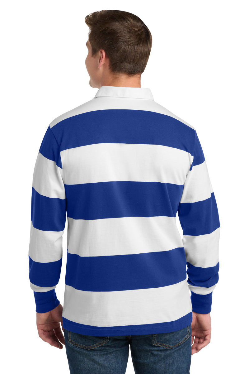 Sport-Tek Classic Long Sleeve Rugby Polo - True Royal/ White