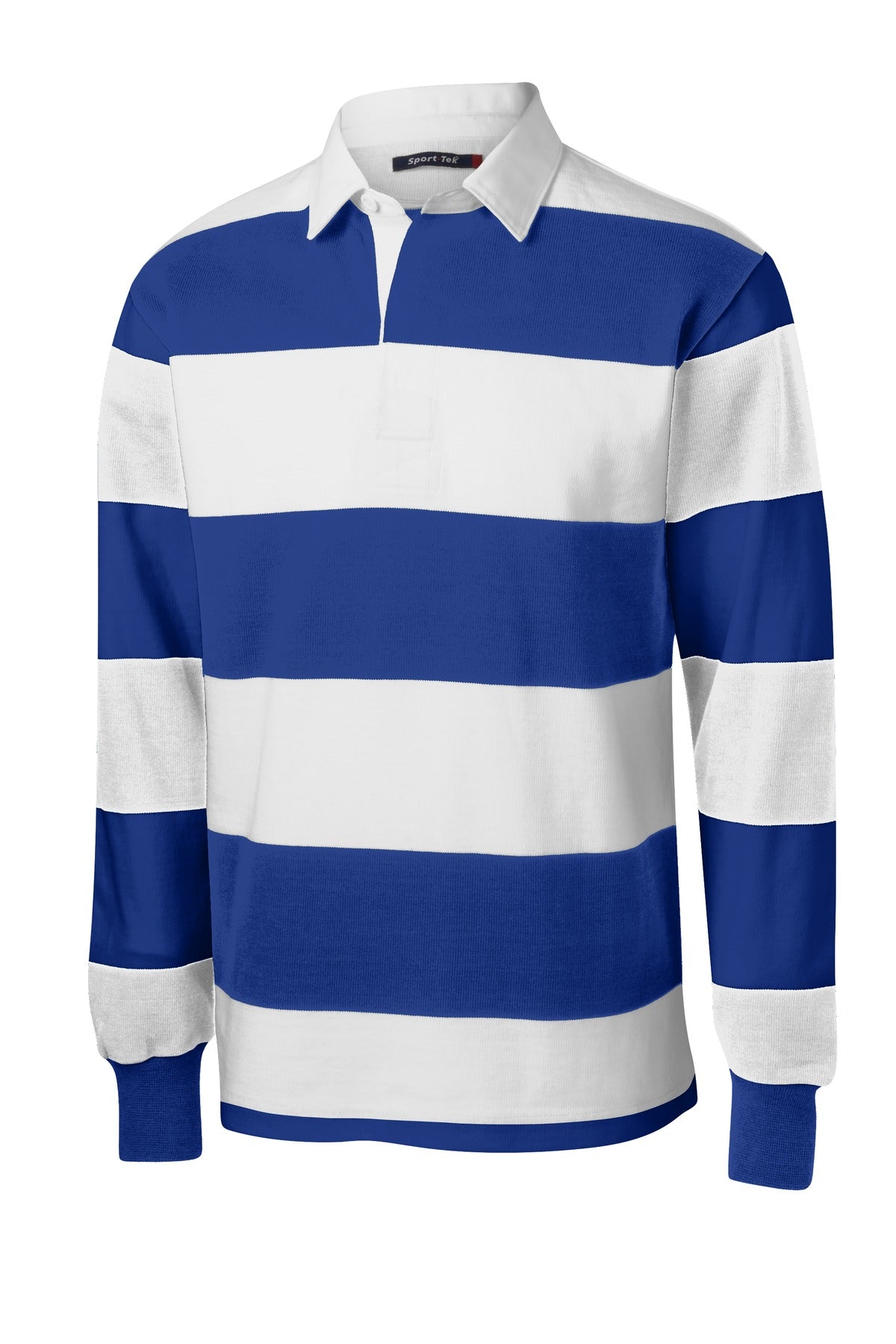 Sport-Tek Classic Long Sleeve Rugby Polo - True Royal/ White