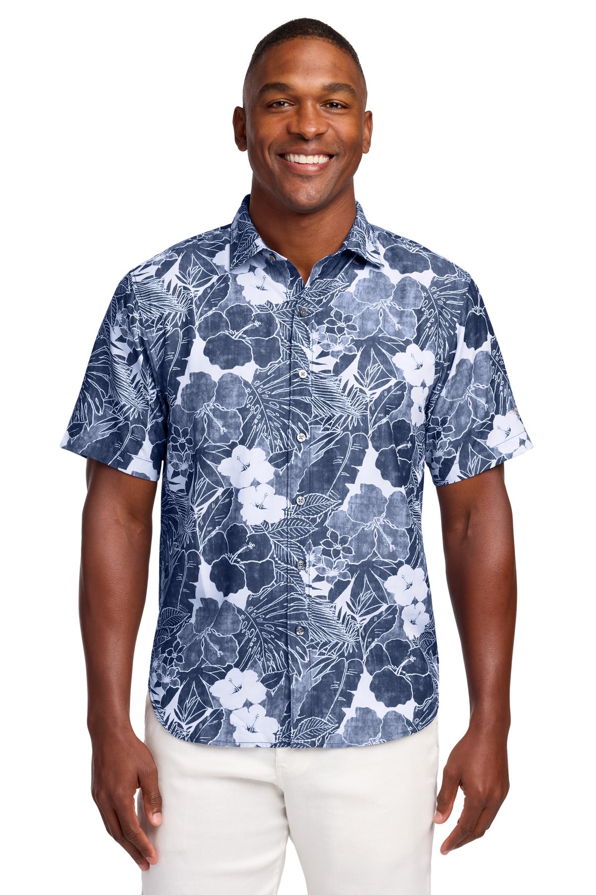 Tommy Bahama Coconut Point Playa Flora Short Sleeve Shirt - Blue Note