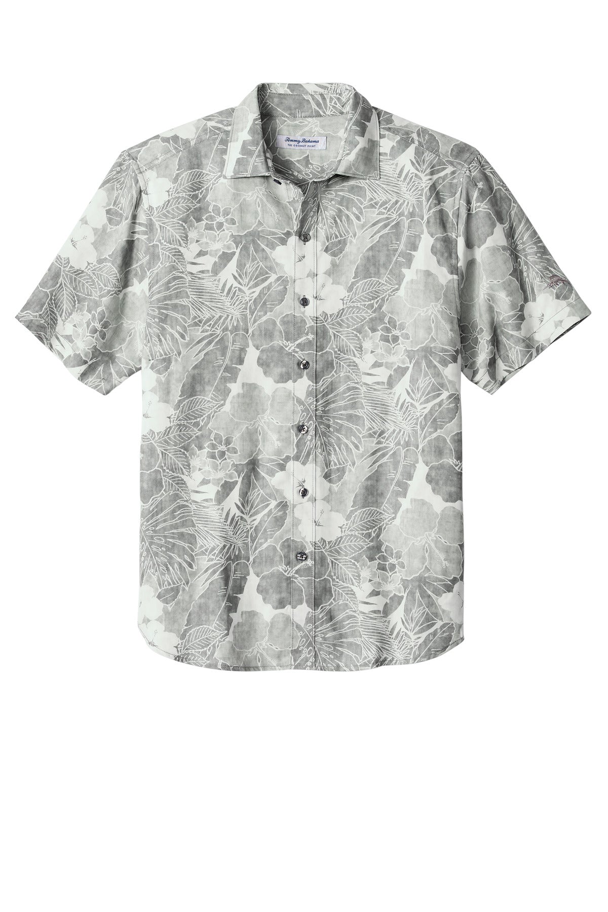 Tommy Bahama Coconut Point Playa Flora Short Sleeve Shirt - Light Grey
