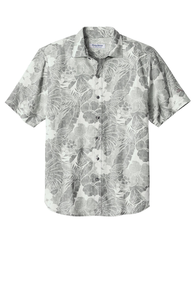 Tommy Bahama Coconut Point Playa Flora Short Sleeve Shirt - Light Grey