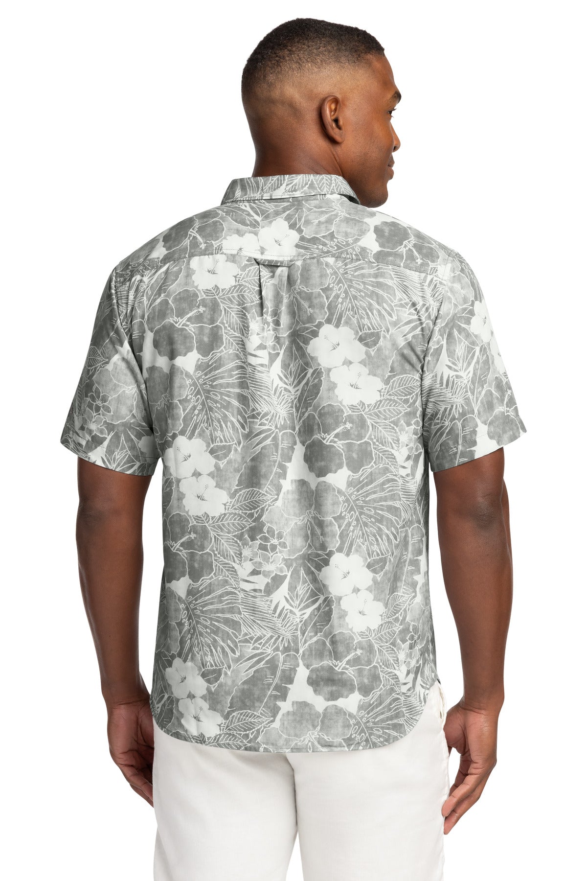 Tommy Bahama Coconut Point Playa Flora Short Sleeve Shirt - Light Grey