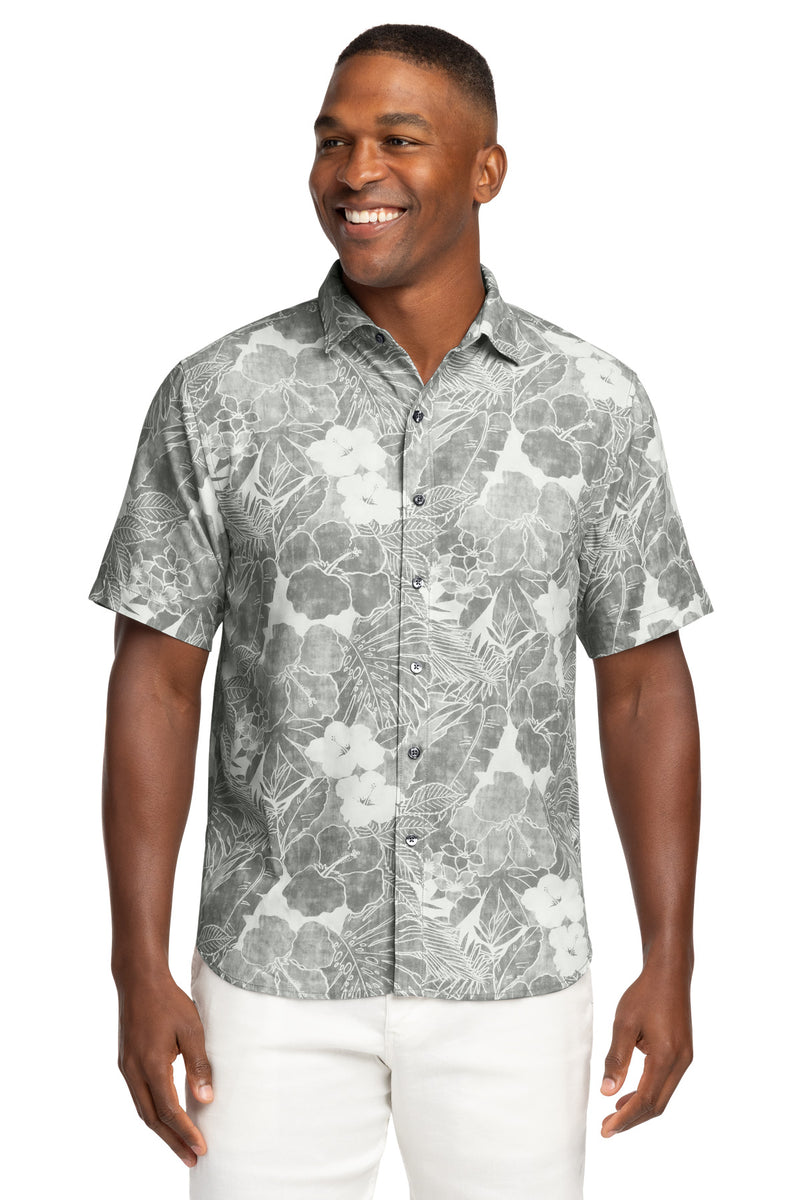 Tommy Bahama Coconut Point Playa Flora Short Sleeve Shirt - Light Grey