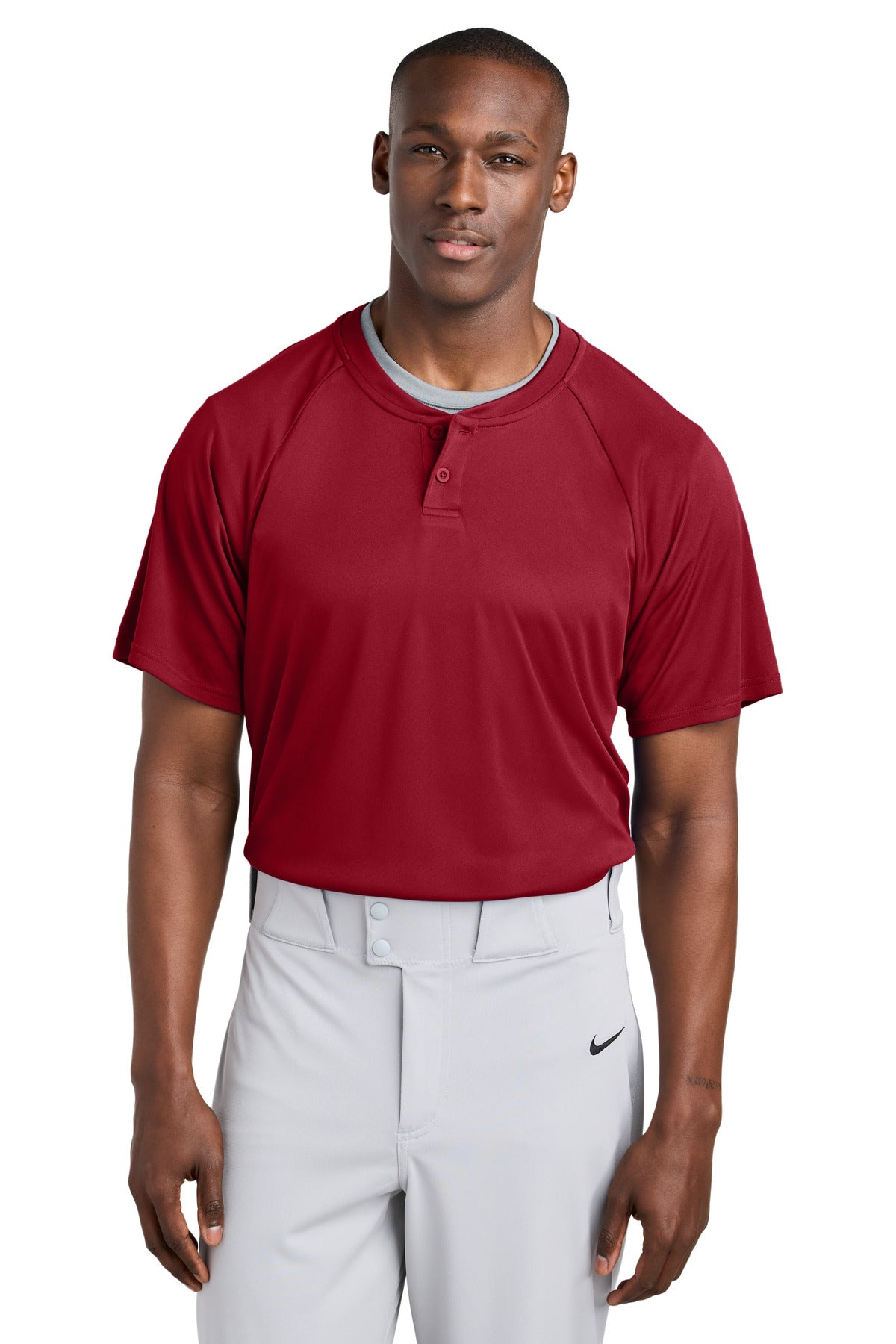 Sport-Tek PosiCharge Competitor 2-Button Henley - Deep Red