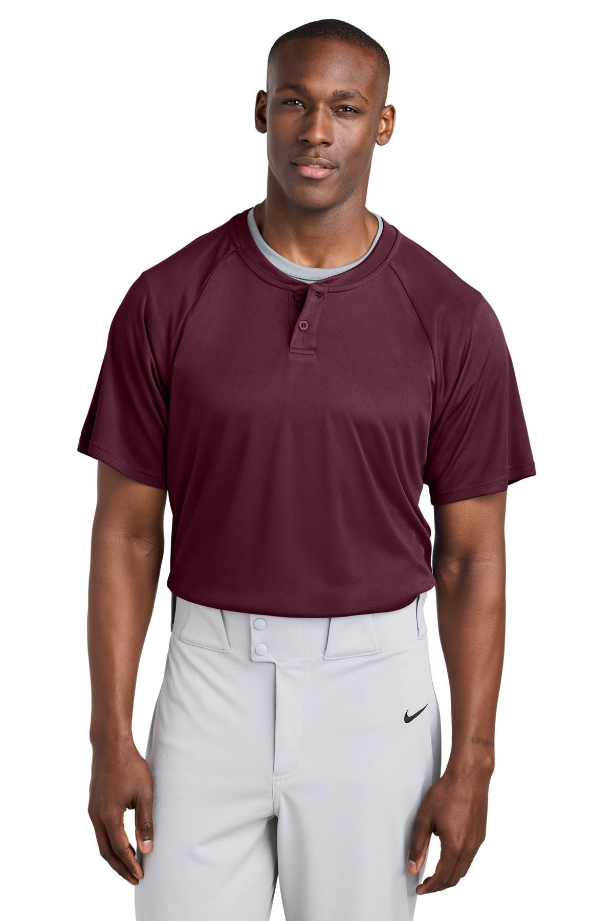Sport-Tek PosiCharge Competitor 2-Button Henley - Maroon
