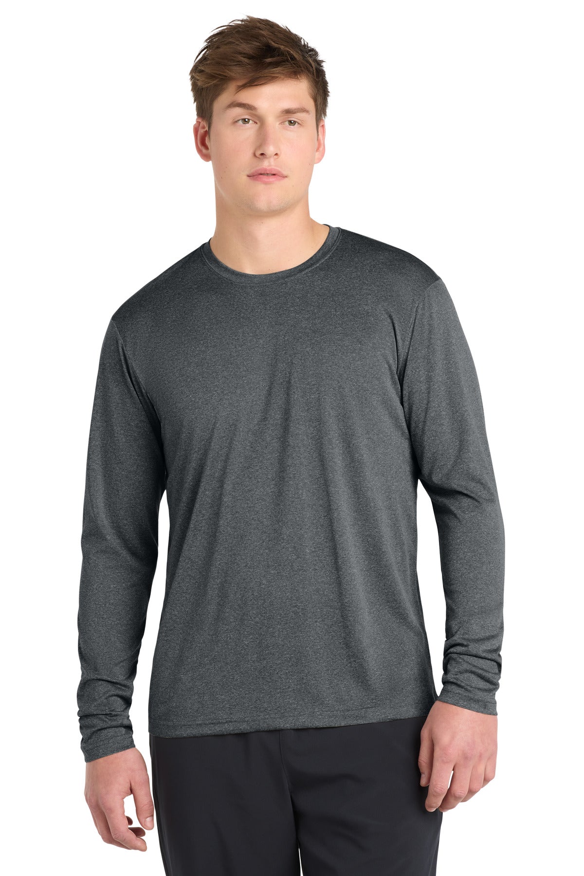 Sport-Tek Long Sleeve Heather Contender Tee - Graphite Heather