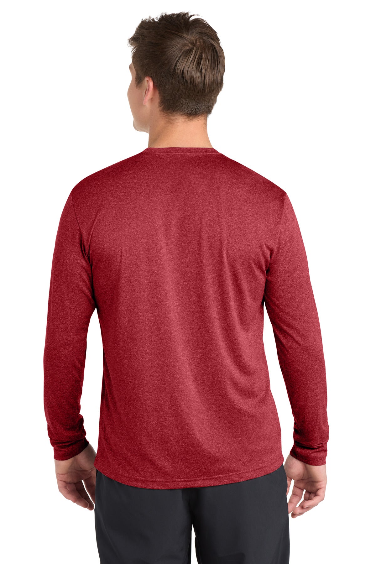 Sport-Tek Long Sleeve Heather Contender Tee - Scarlet Heather