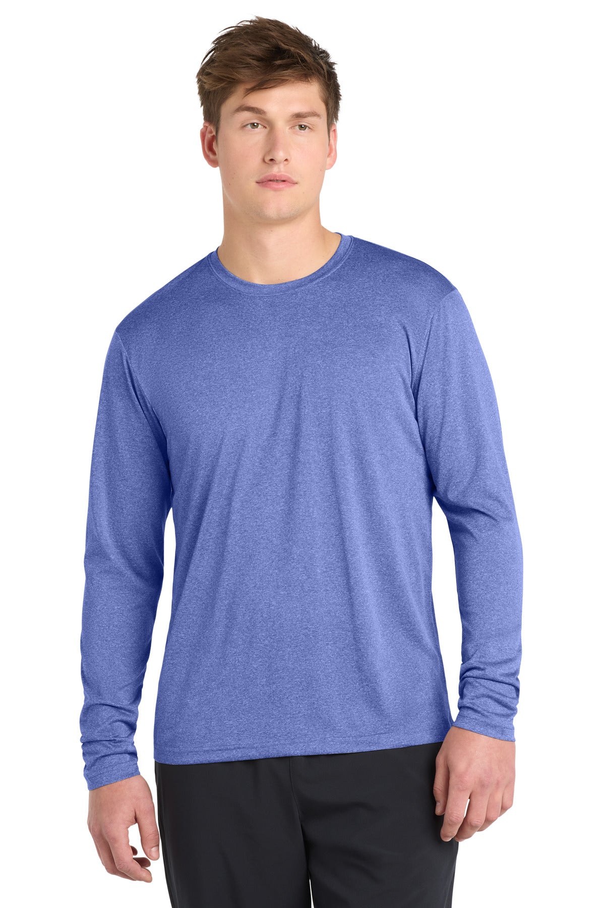 Sport-Tek Long Sleeve Heather Contender Tee - True Royal Heather