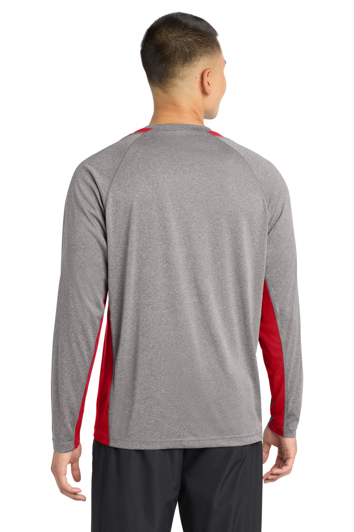 Sport-Tek Long Sleeve Heather Colorblock Contender Tee - Vintage Heather/ True Red