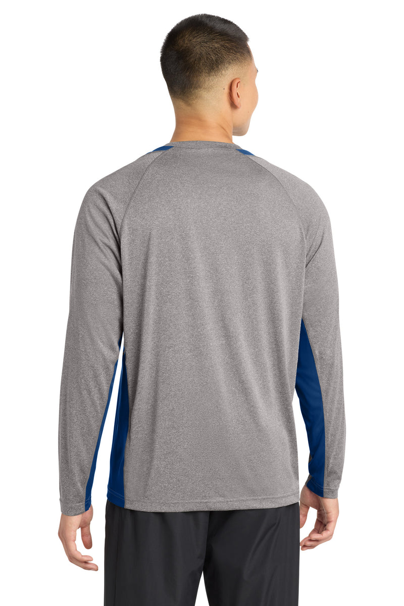 Sport-Tek Long Sleeve Heather Colorblock Contender Tee - Vintage Heather/ True Royal