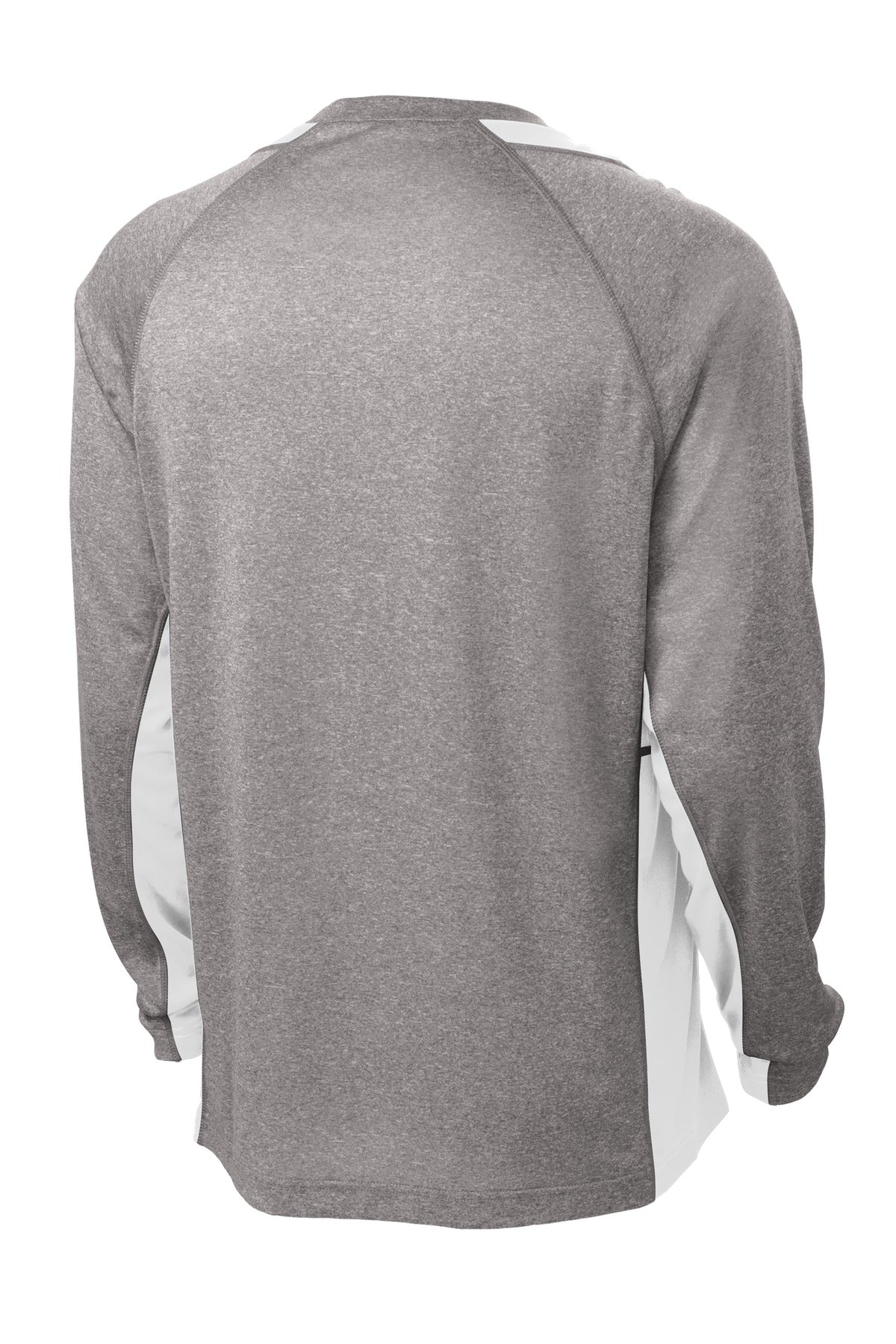Sport-Tek Long Sleeve Heather Colorblock Contender Tee - Vintage Heather/ White
