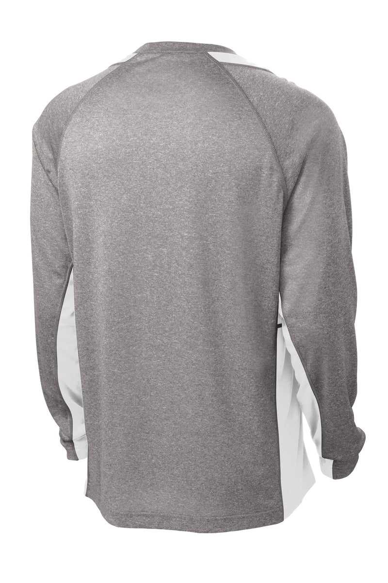 Sport-Tek Long Sleeve Heather Colorblock Contender Tee - Vintage Heather/ White