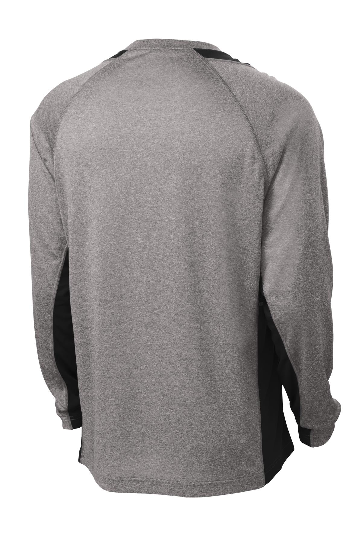 Sport-Tek Long Sleeve Heather Colorblock Contender Tee - Vintage Heather/ Black