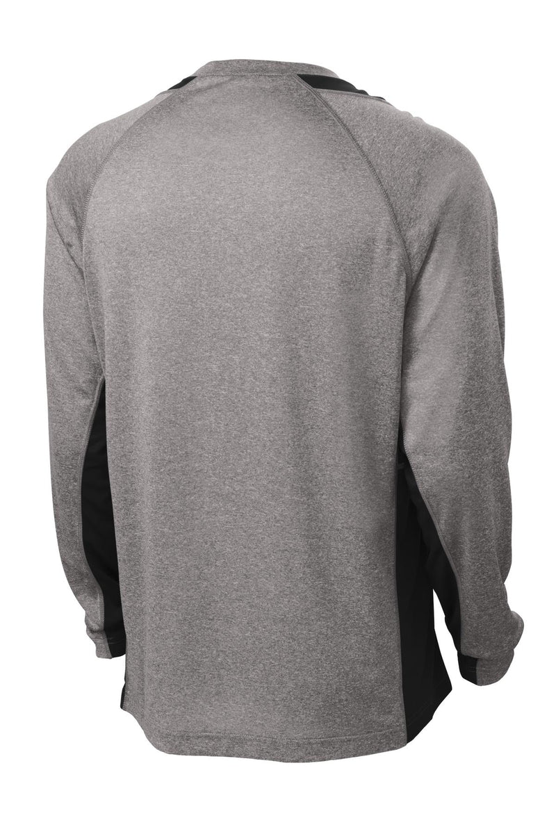 Sport-Tek Long Sleeve Heather Colorblock Contender Tee - Vintage Heather/ Black
