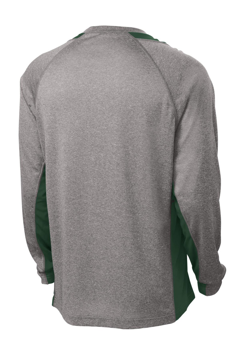 Sport-Tek Long Sleeve Heather Colorblock Contender Tee - Vintage Heather/ Forest Green