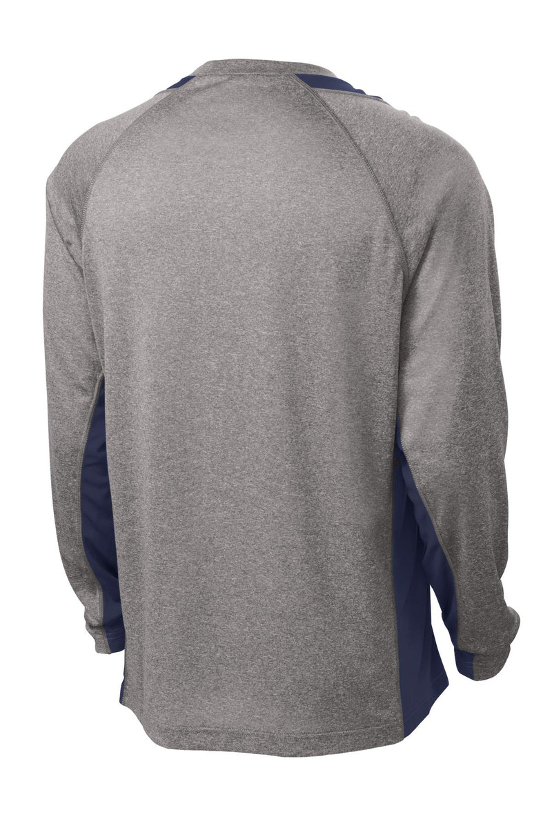 Sport-Tek Long Sleeve Heather Colorblock Contender Tee - Vintage Heather/ True Navy