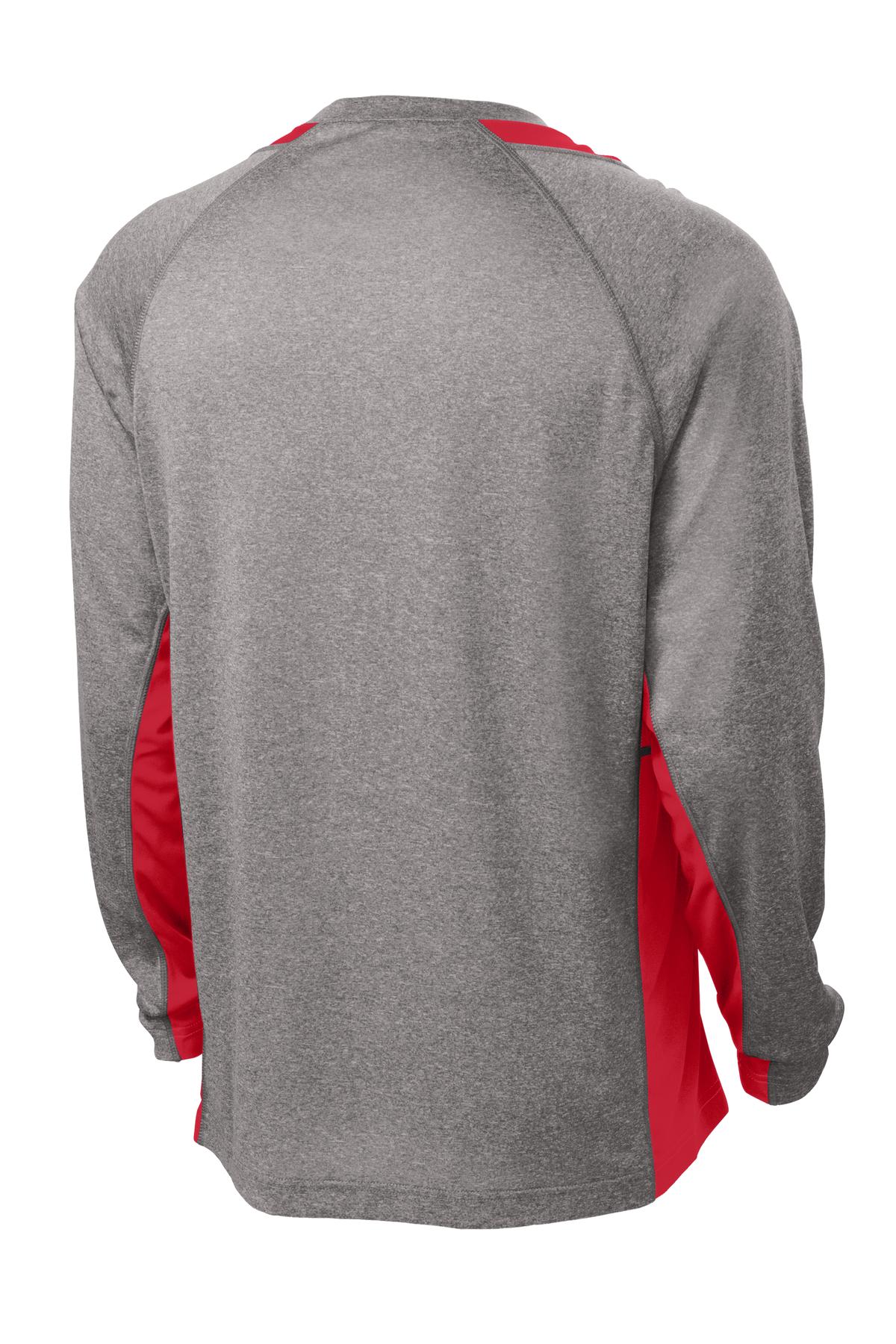 Sport-Tek Long Sleeve Heather Colorblock Contender Tee - Vintage Heather/ True Red