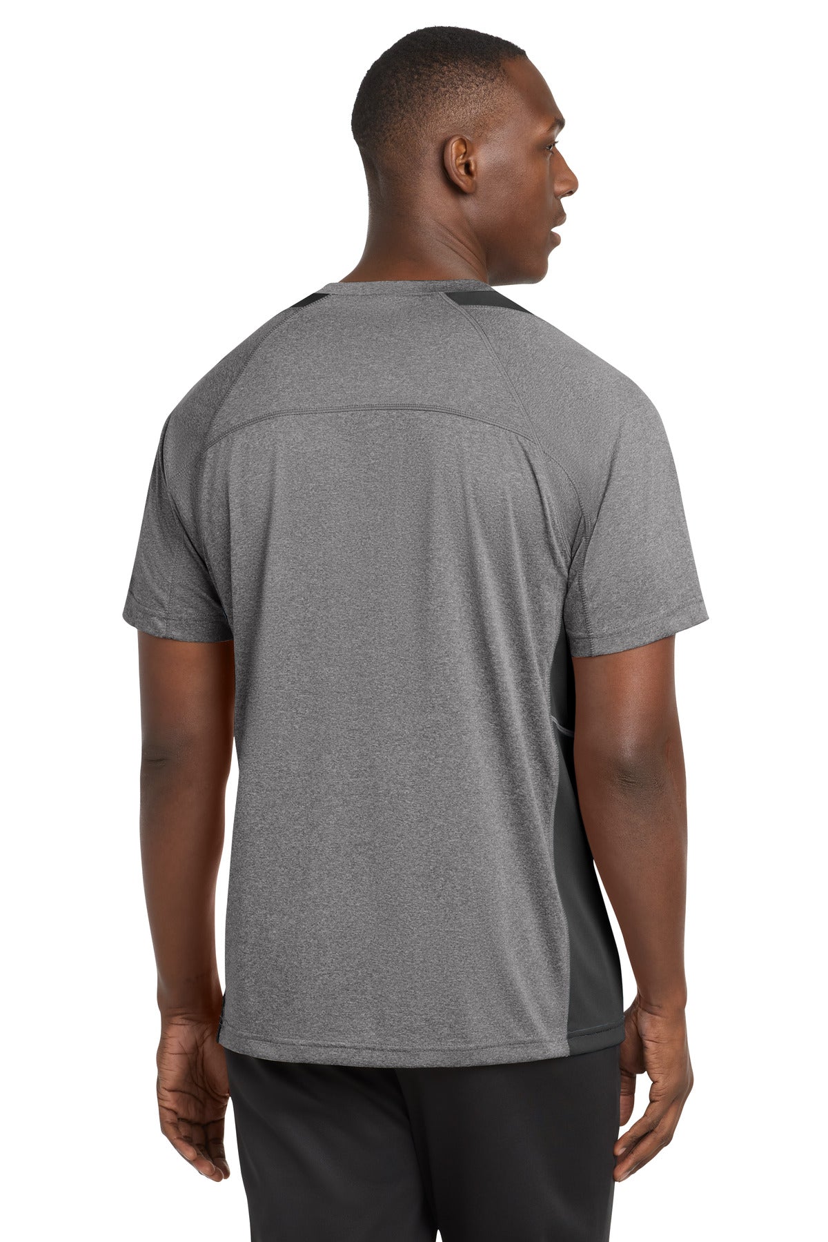 Sport-Tek Heather Colorblock Contender Tee - Vintage Heather/ Black