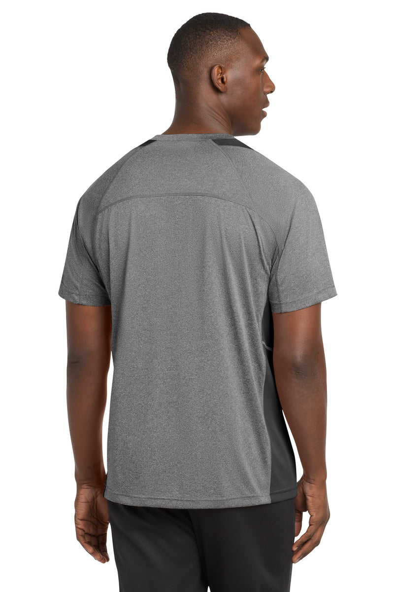 Sport-Tek Heather Colorblock Contender Tee - Vintage Heather/ Black