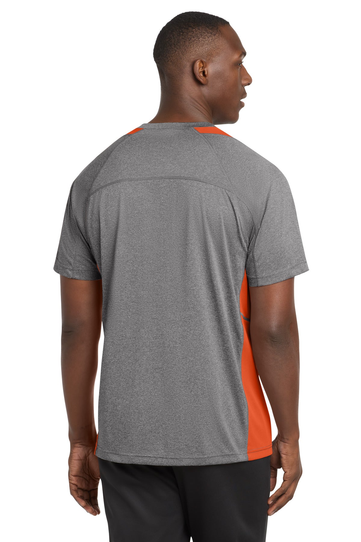 Sport-Tek Heather Colorblock Contender Tee - Vintage Heather/ Deep Orange