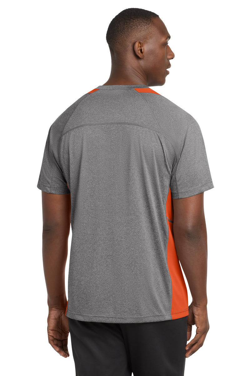 Sport-Tek Heather Colorblock Contender Tee - Vintage Heather/ Deep Orange