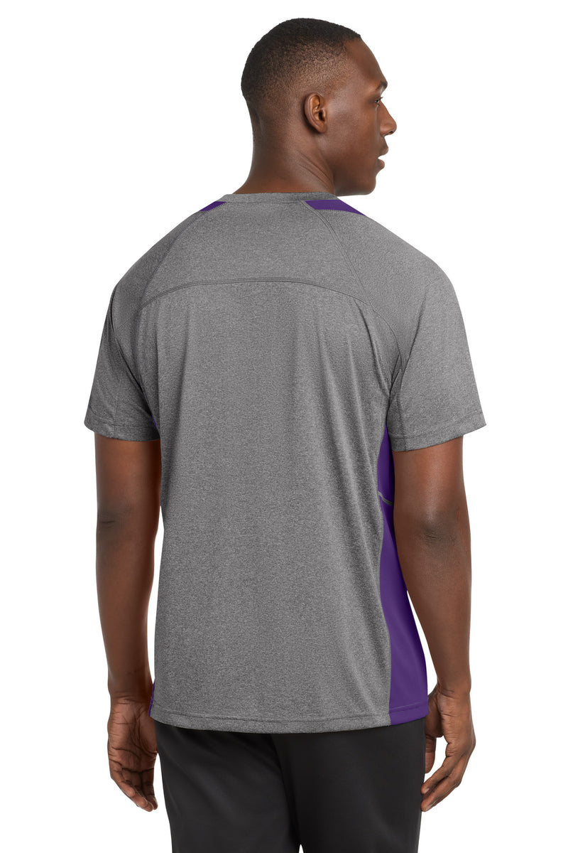 Sport-Tek Heather Colorblock Contender Tee - Vintage Heather/ Purple