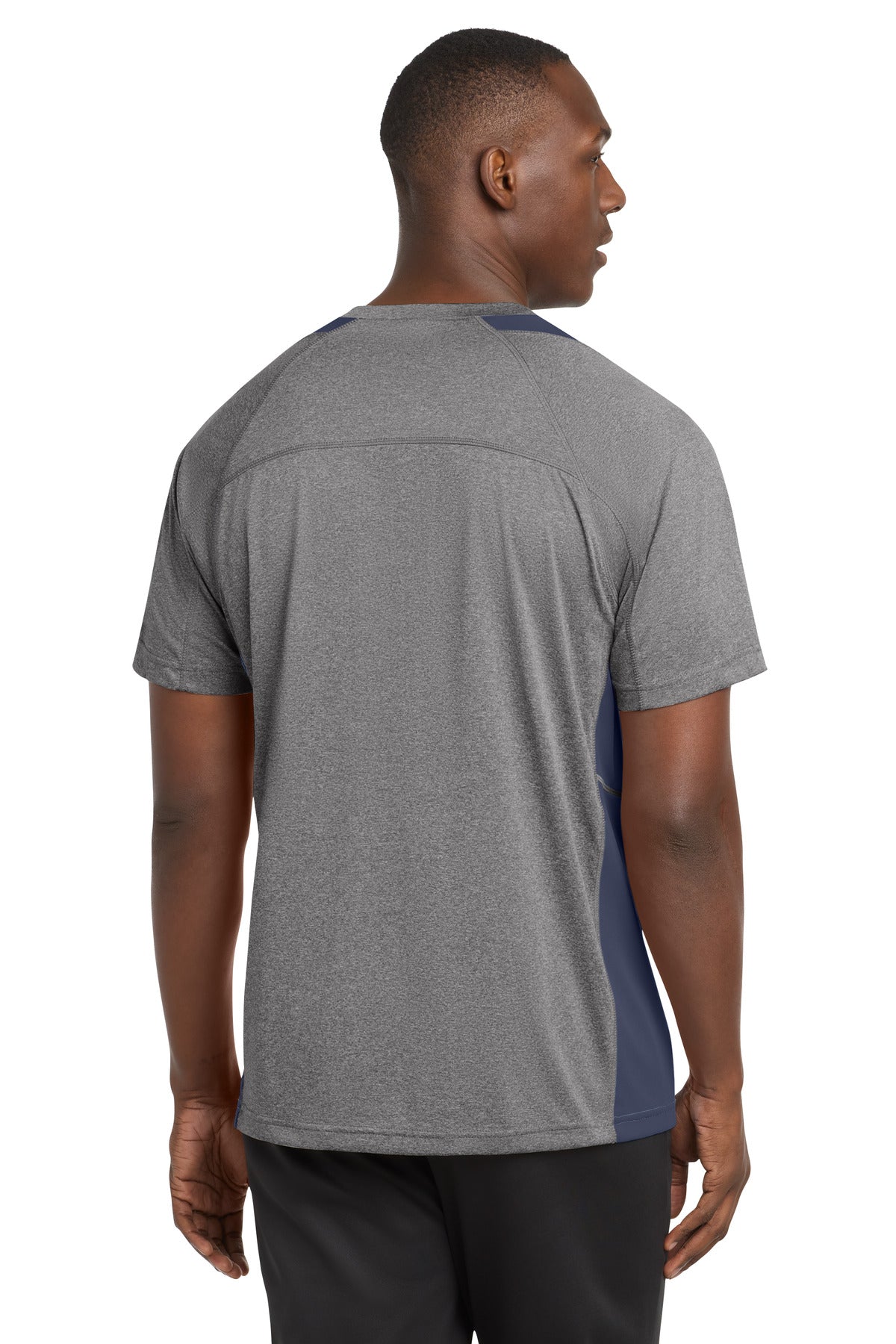 Sport-Tek Heather Colorblock Contender Tee - Vintage Heather/ True Navy