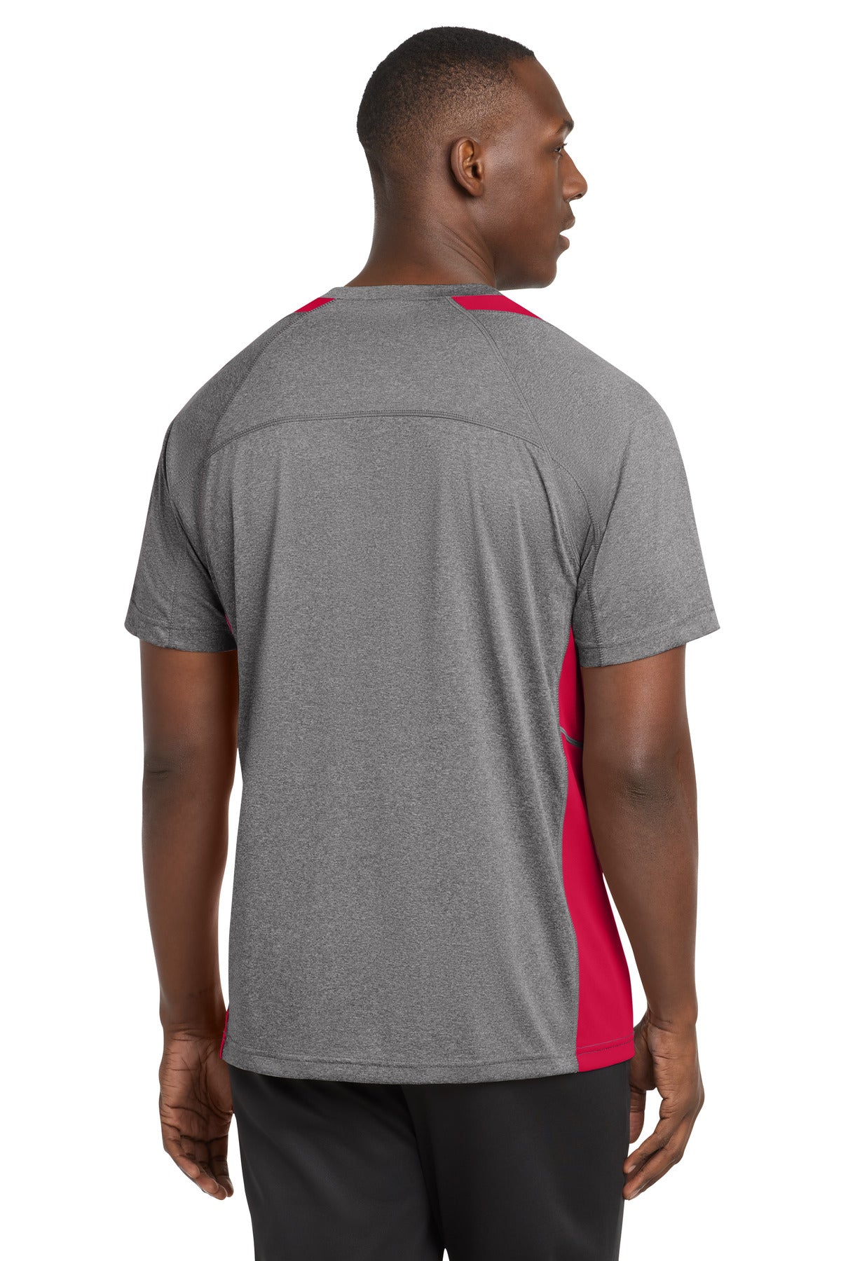 Sport-Tek Heather Colorblock Contender Tee - Vintage Heather/ True Red