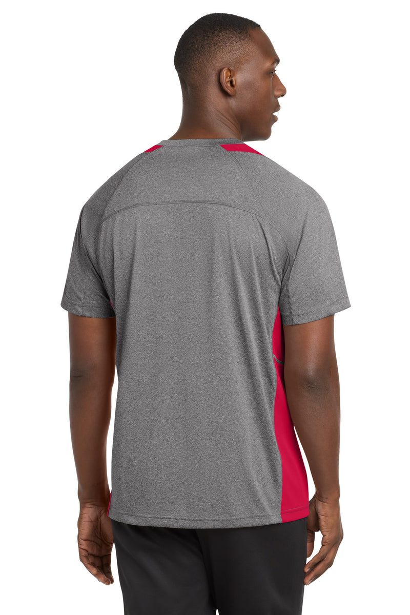 Sport-Tek Heather Colorblock Contender Tee - Vintage Heather/ True Red