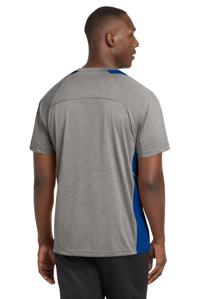 Sport-Tek Heather Colorblock Contender Tee - Vintage Heather/ True Royal