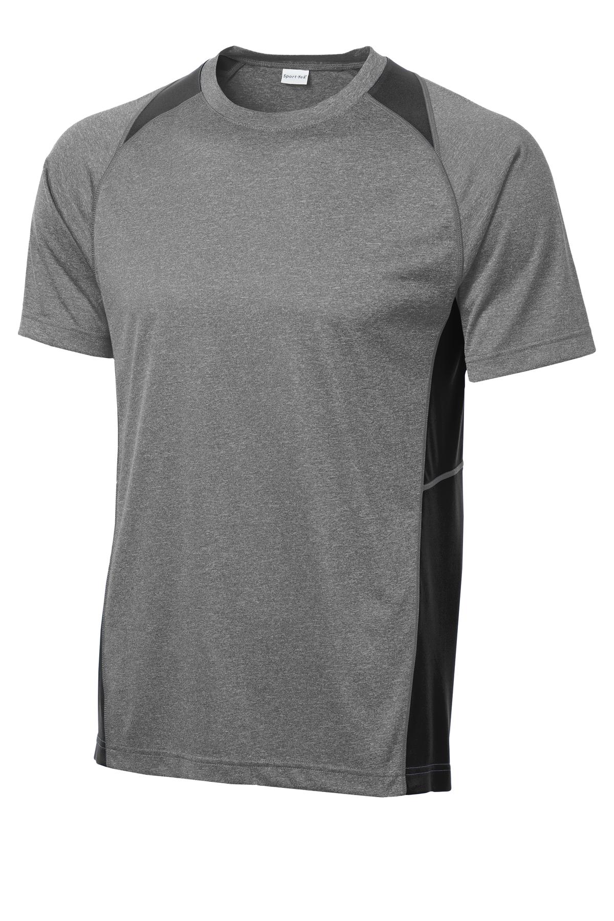 Sport-Tek Heather Colorblock Contender Tee - Vintage Heather/ Black