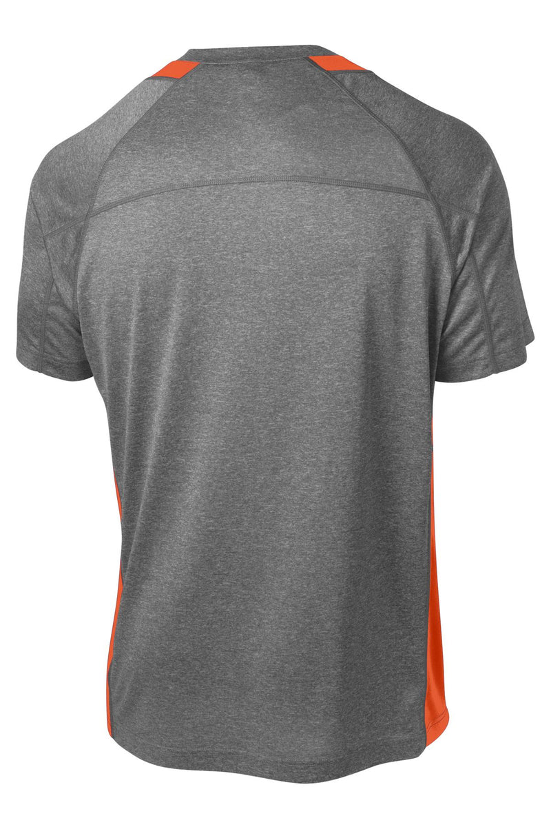 Sport-Tek Heather Colorblock Contender Tee - Vintage Heather/ Deep Orange