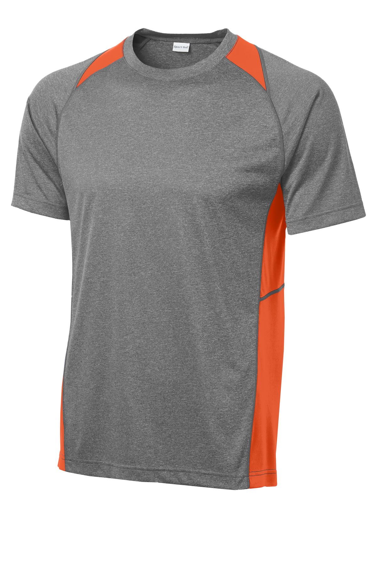 Sport-Tek Heather Colorblock Contender Tee - Vintage Heather/ Deep Orange