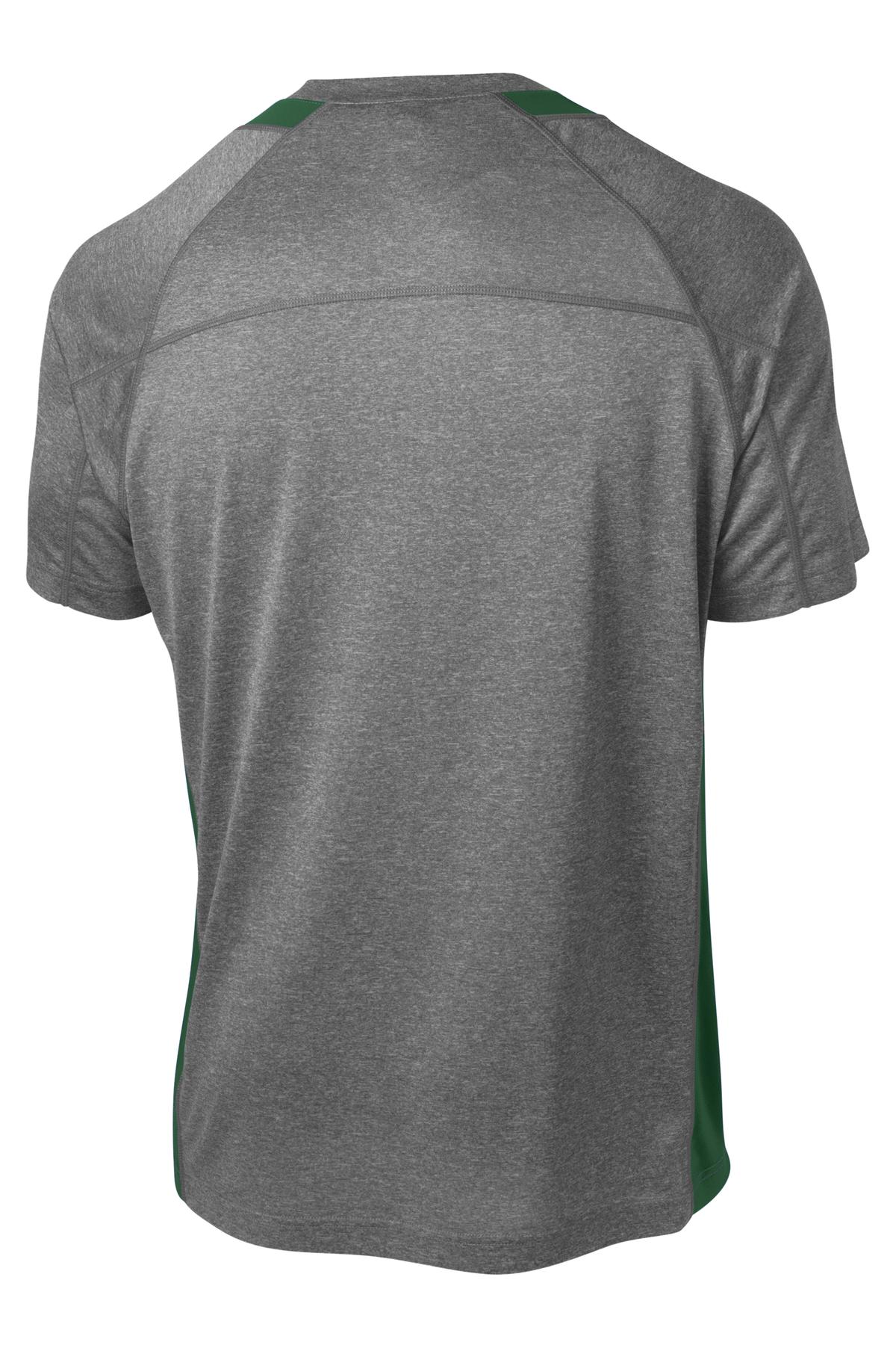 Sport-Tek Heather Colorblock Contender Tee - Vintage Heather/ Forest Green