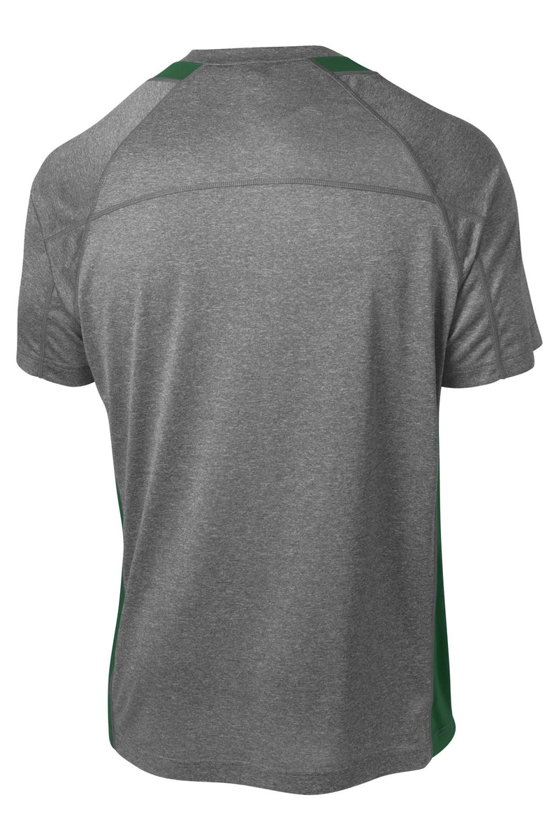 Sport-Tek Heather Colorblock Contender Tee - Vintage Heather/ Forest Green