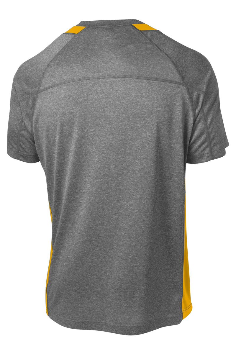 Sport-Tek Heather Colorblock Contender Tee - Vintage Heather/ Gold