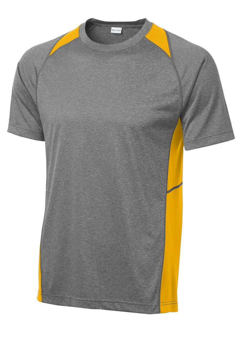 Sport-Tek Heather Colorblock Contender Tee - Vintage Heather/ Gold